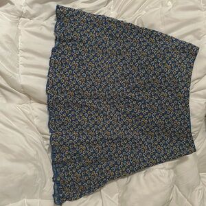 Blue, sunflower printed high rise mini skirt